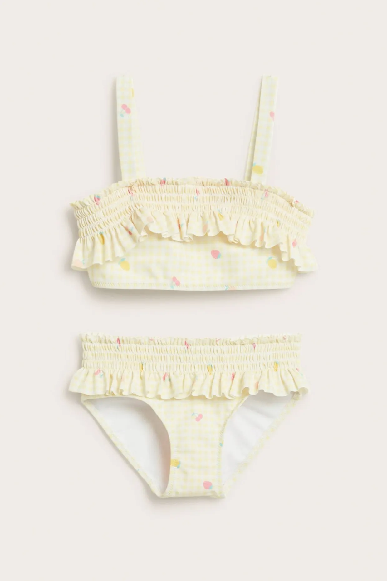 Bikini z falbankami, w kratę