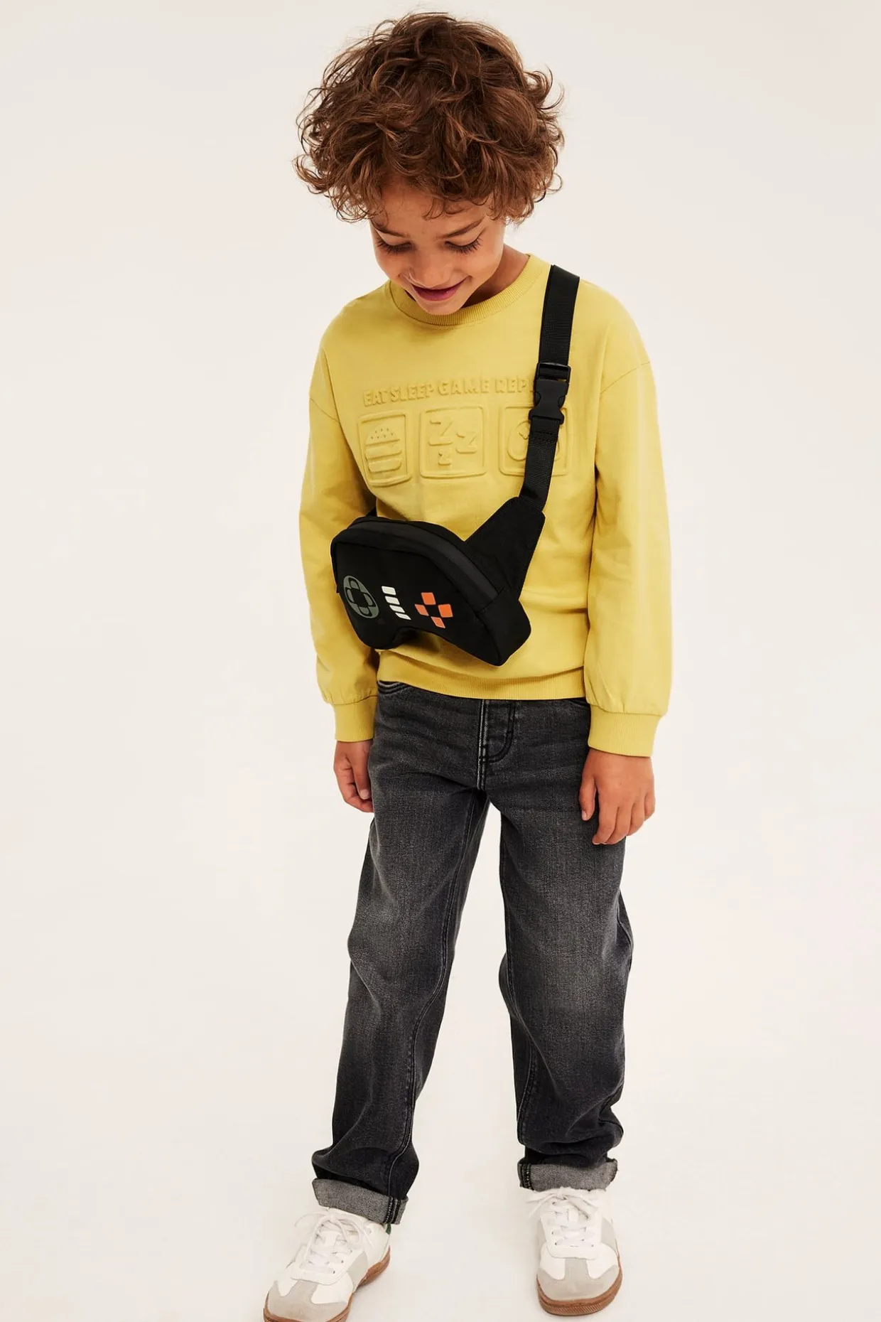Bluza z bawełnianej dzianiny, z motywem z efektem 3D