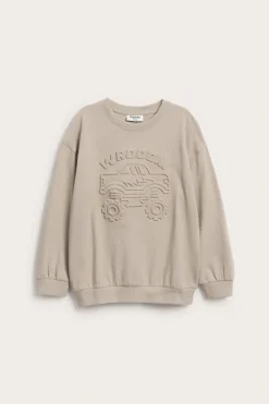 Bluza z bawełnianej dzianiny, z motywem monster trucka z efektem 3D