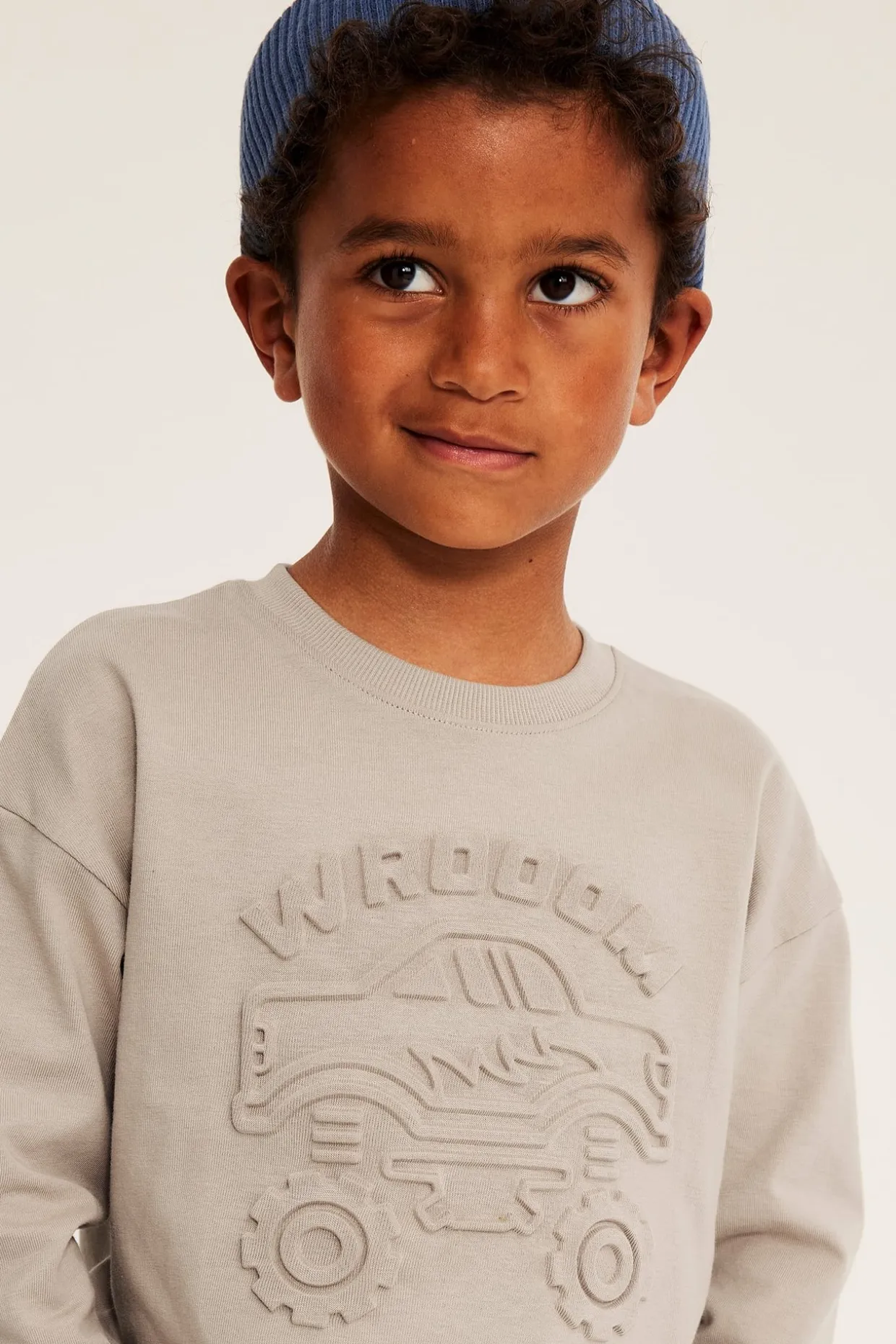 Bluza z bawełnianej dzianiny, z motywem monster trucka z efektem 3D