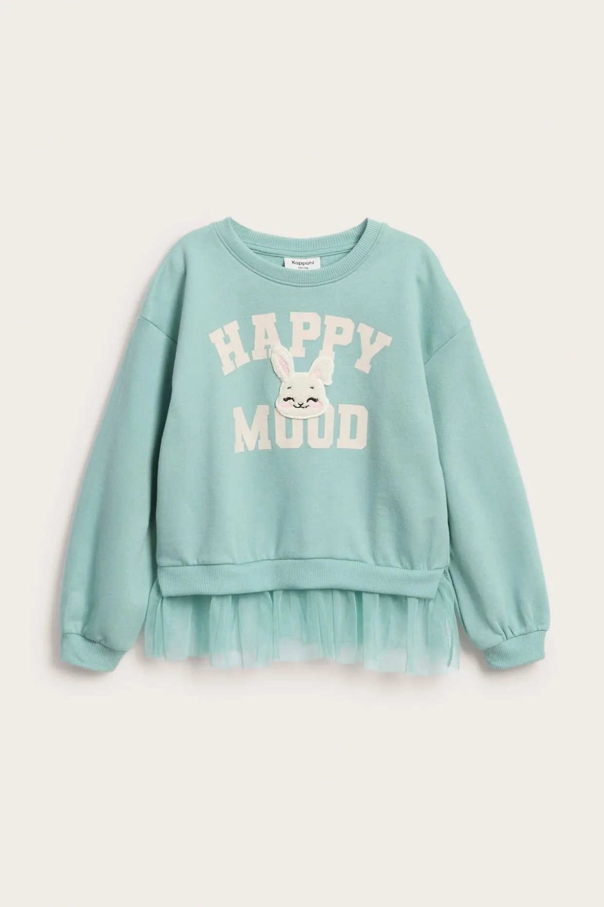 Bluza z siateczkową falbaną i motywem królika