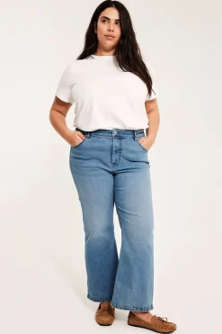 Dżinsy cropped flare high waist