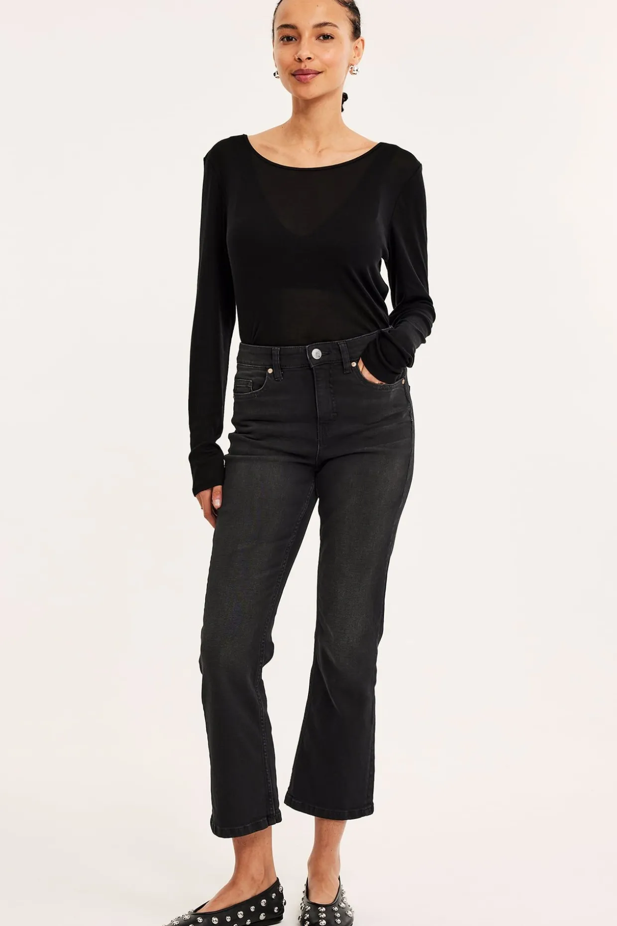Dżinsy cropped flare regular waist