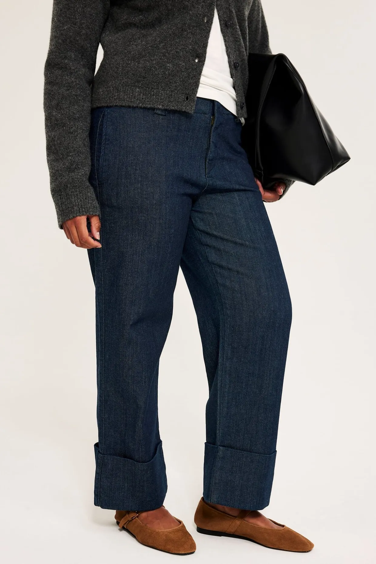 Dżinsy cropped straight high waist