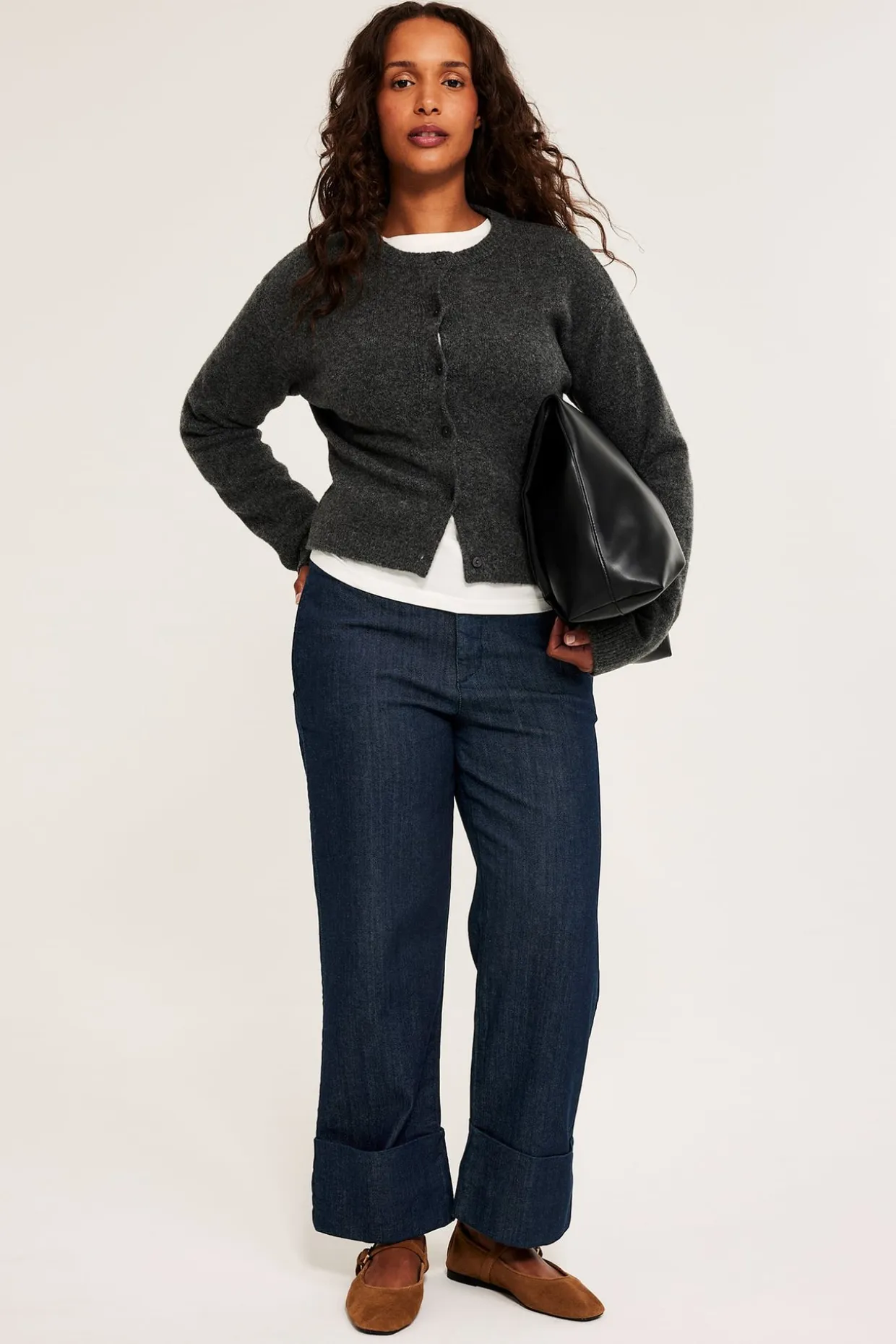 Dżinsy cropped straight high waist