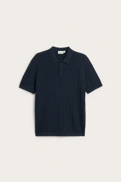 Dzianinowy sweter polo z wzorem warkoczowym