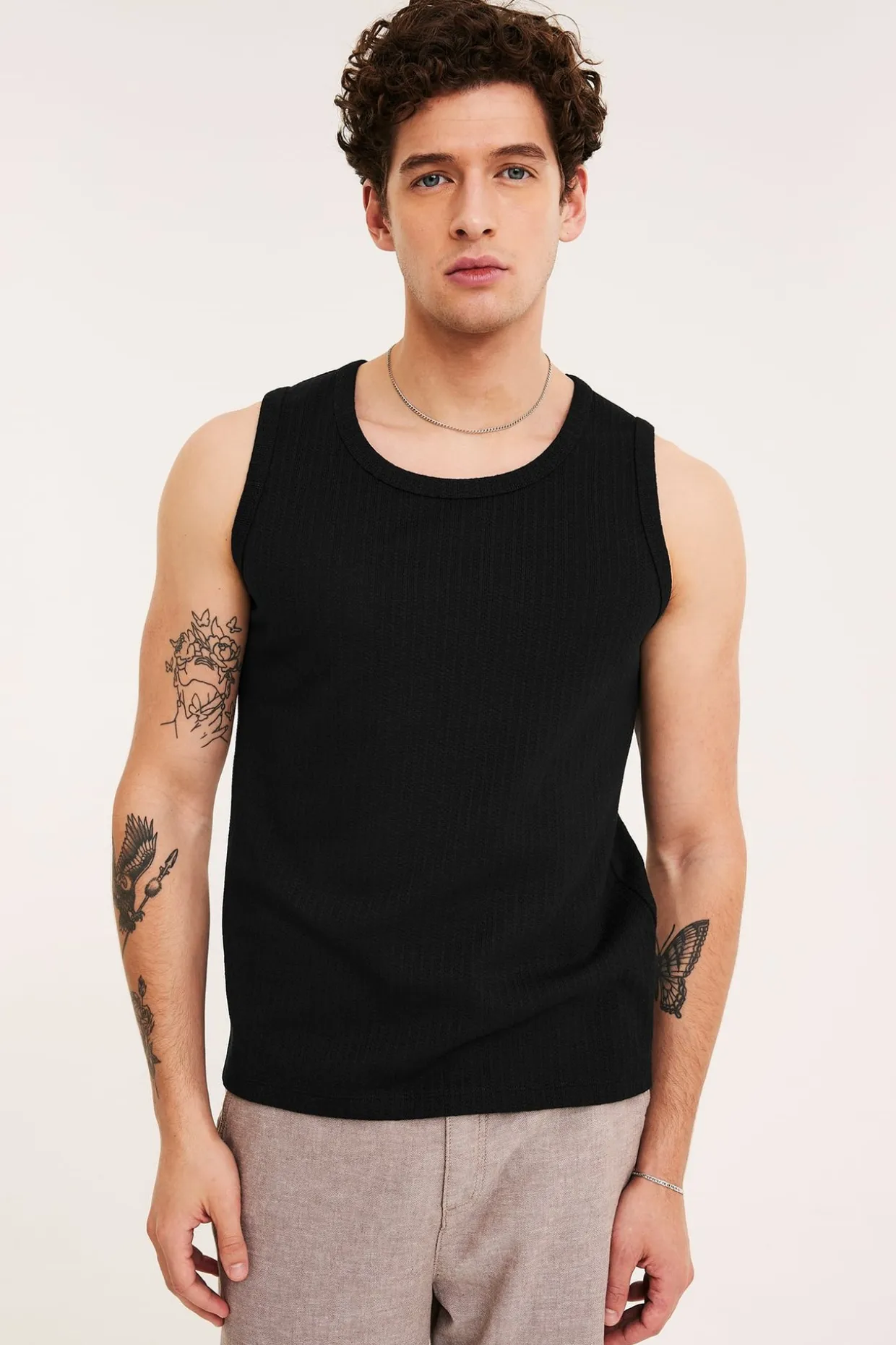 Koszulka z dzianiny pointelle, o kroju slim fit