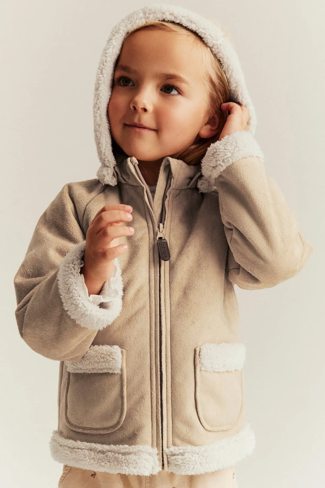 Kurtka typu shearling z pluszową podszewką