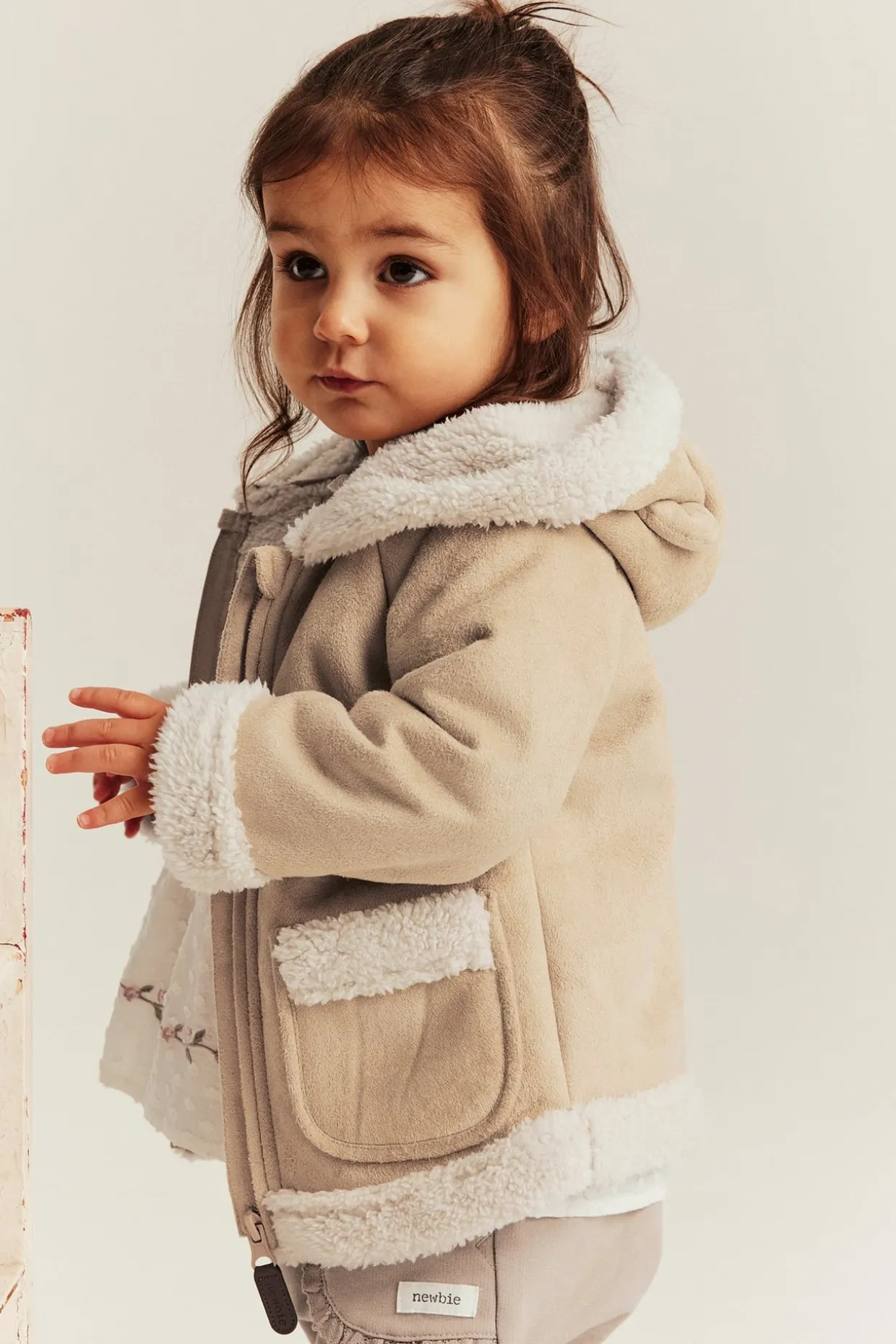 Kurtka typu shearling z pluszową podszewką