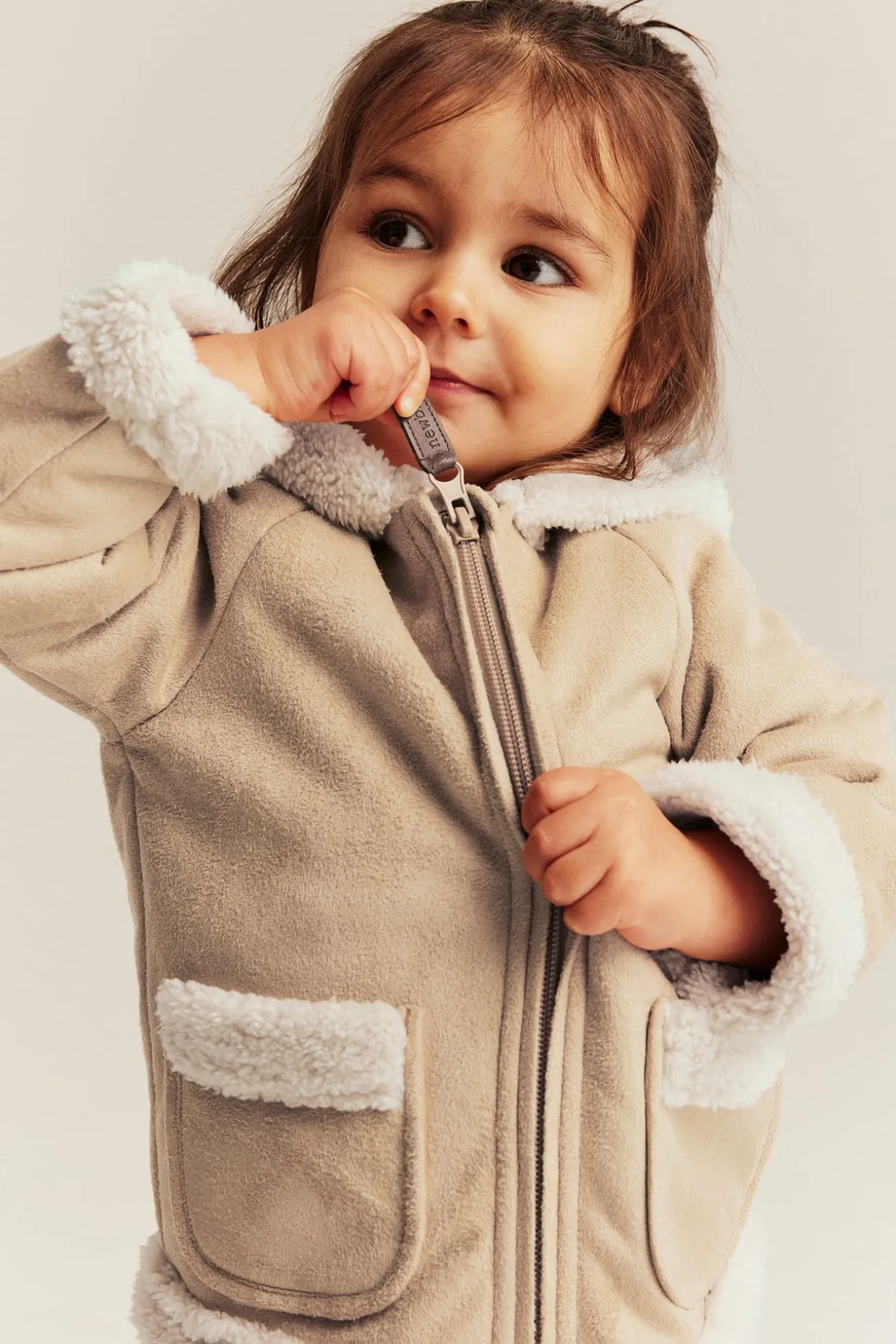 Kurtka typu shearling z pluszową podszewką