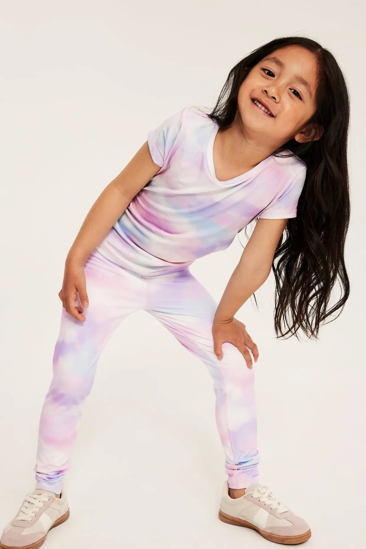 Legginsy do ćwiczeń, z nadrukiem tie-dye, z elastycznej dzianiny dżersejowej