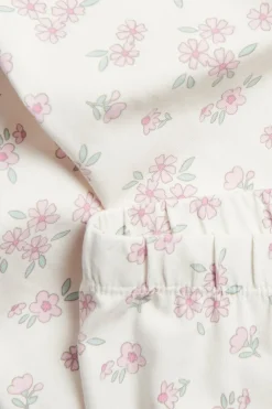 Legginsy w kwiaty, z bawełnianej dzianiny