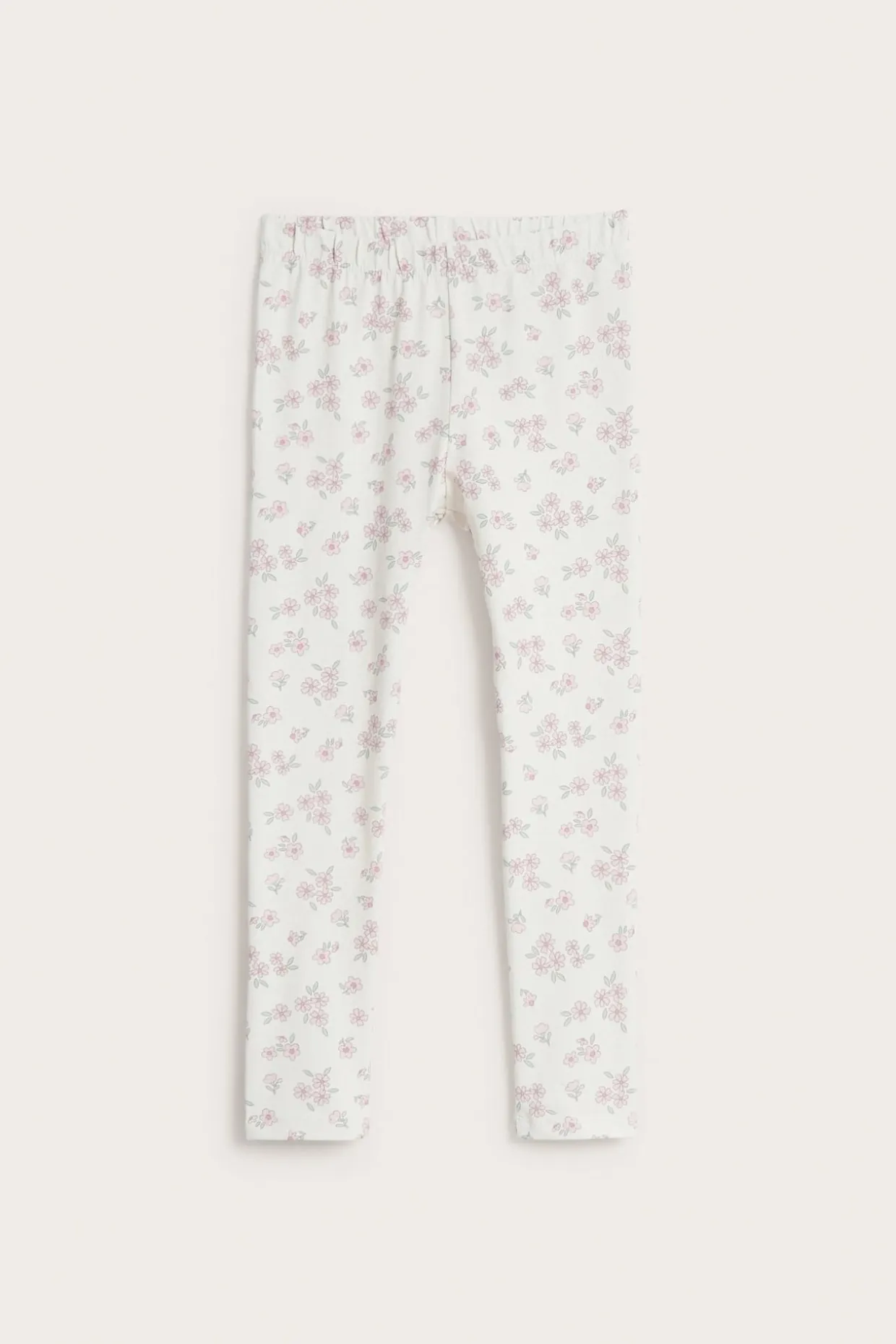Legginsy w kwiaty, z bawełnianej dzianiny