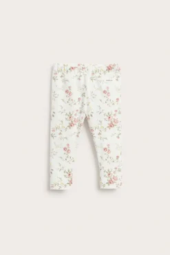Legginsy w kwiaty, z falbanami