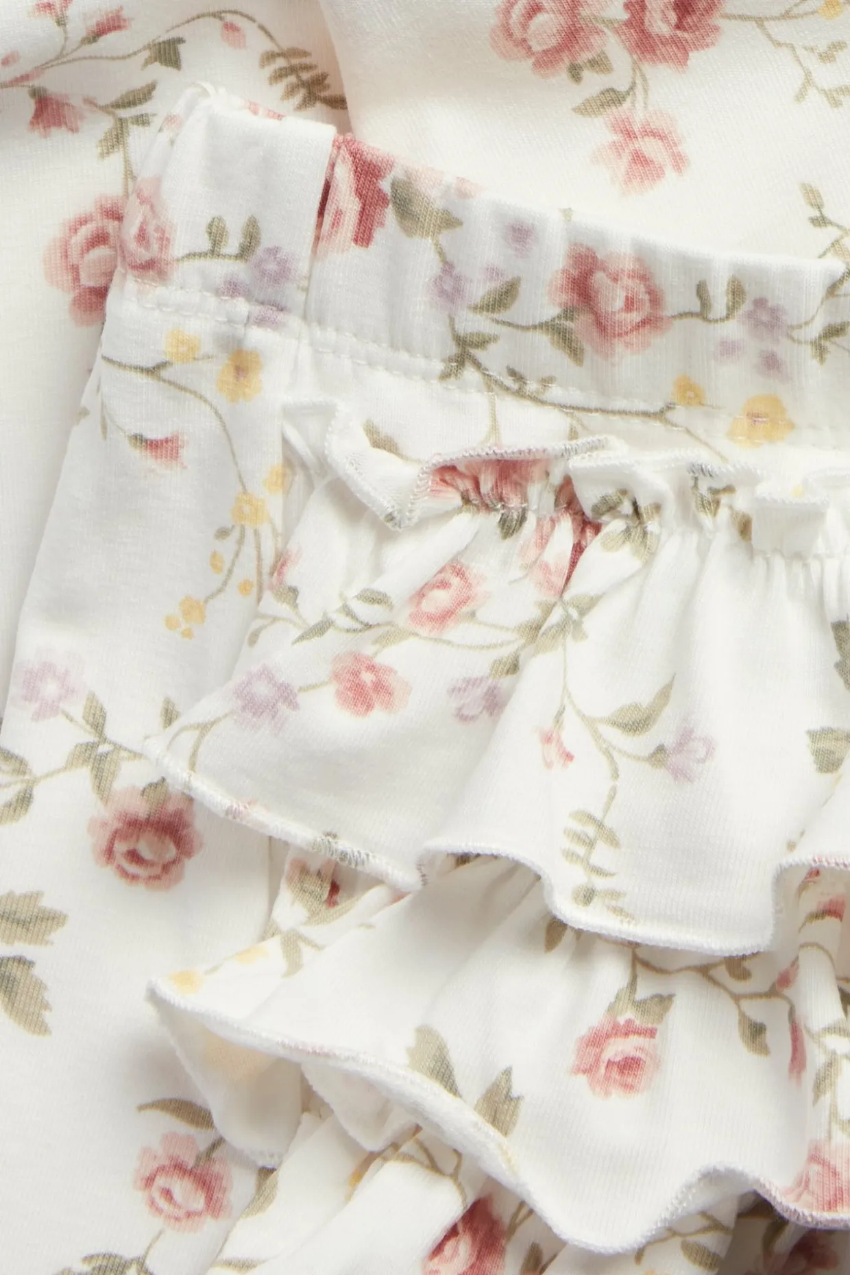 Legginsy w kwiaty, z falbanami