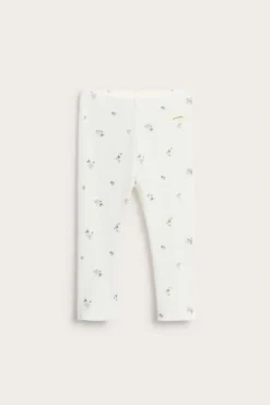 Legginsy w kwiaty, z prążkowanego trykotu