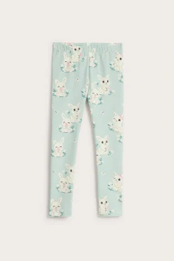 Legginsy z bawełnianej dzianiny, w króliki