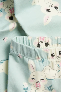 Legginsy z bawełnianej dzianiny, w króliki