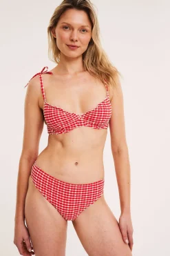 Majtki biodrówki od bikini, w kratę
