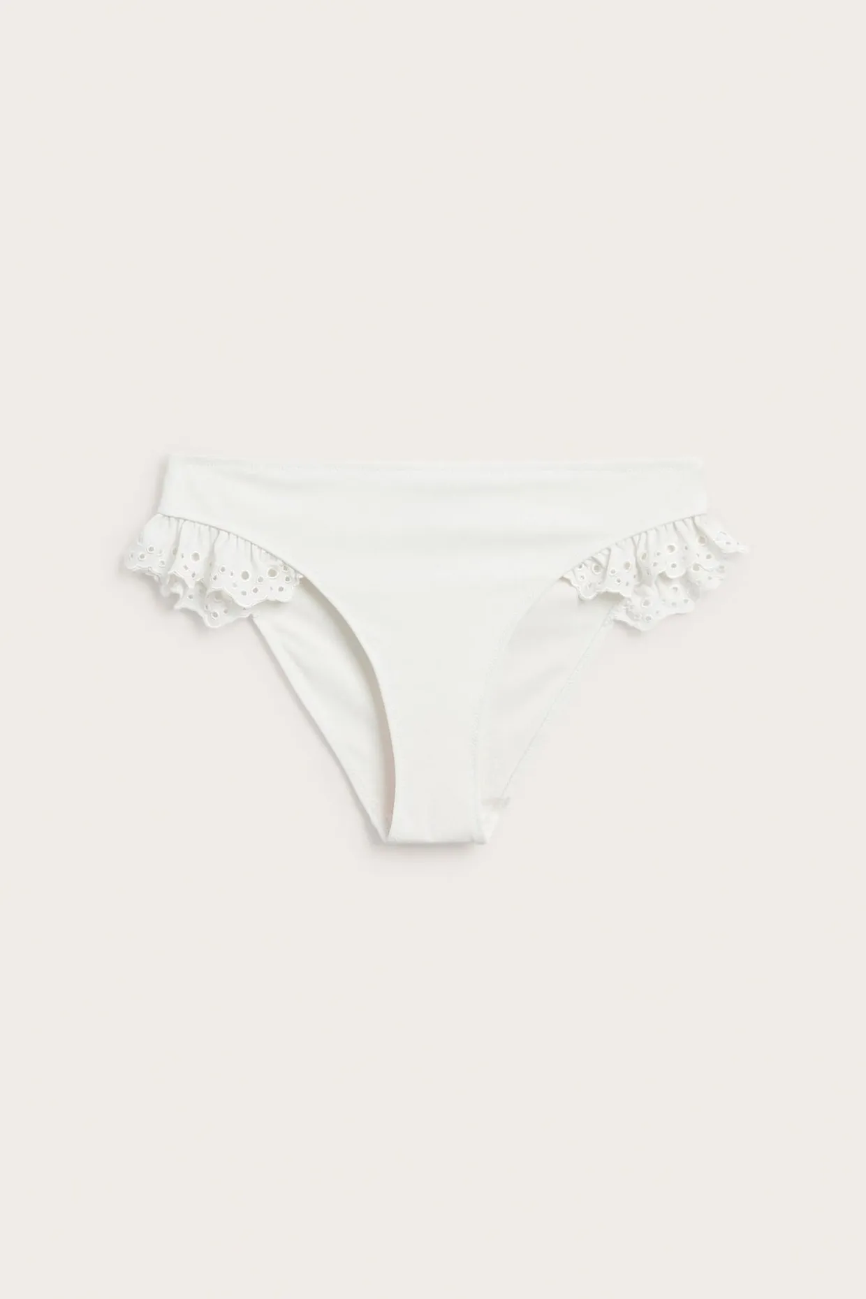 Majtki brazyliany od bikini, z haftem angielskim