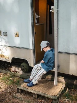 Spodnie w paski, ze strukturalnej bawełny