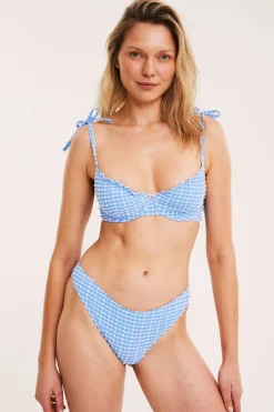 Stanik od bikini, w kratkę, z wiązaniem