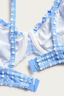 Stanik od bikini, w kratkę, z wiązaniem