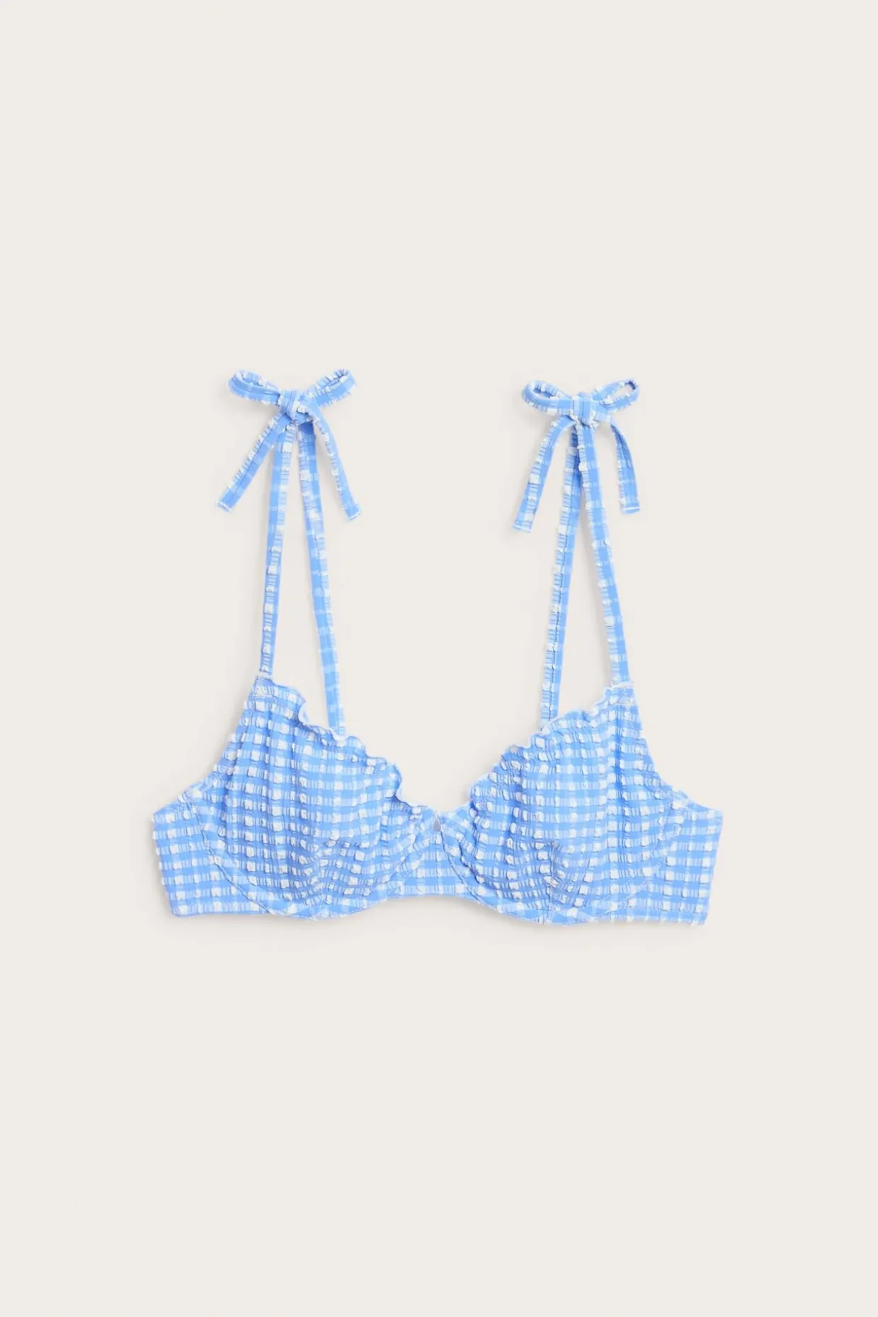 Stanik od bikini, w kratkę, z wiązaniem