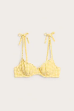 Stanik od bikini, w kratkę, z wiązaniem