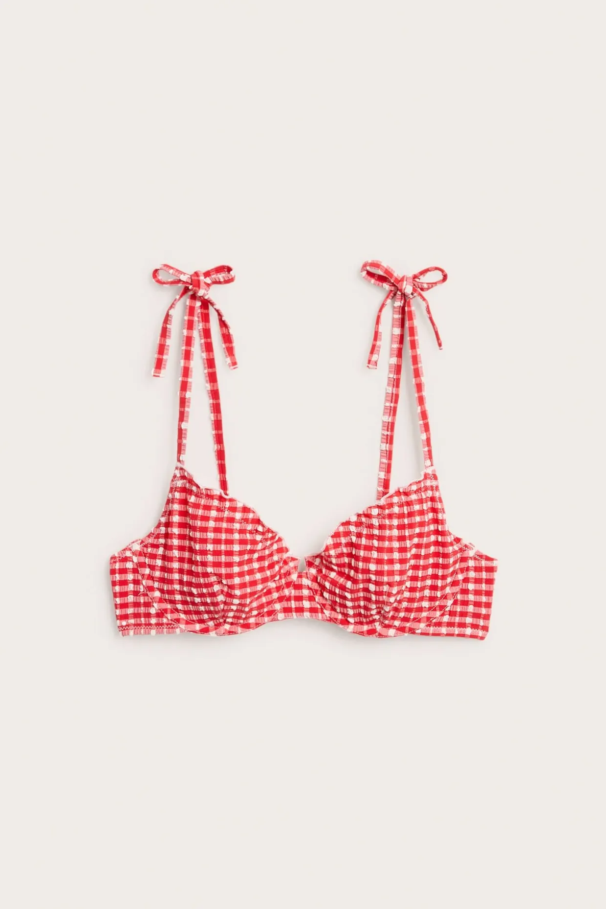 Stanik od bikini, w kratkę, z wiązaniem