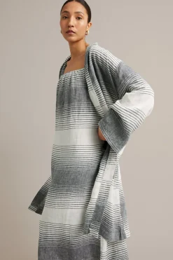 Sukienka lniana z paskiem do zawiązywania