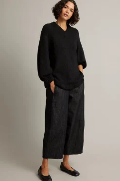 Sweter oversize, z dzianiny z mieszanki wełny