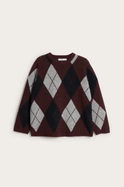 Sweter z dzianiny w kratę