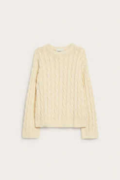 Sweter z dzianiny w warkocze, z bawełny