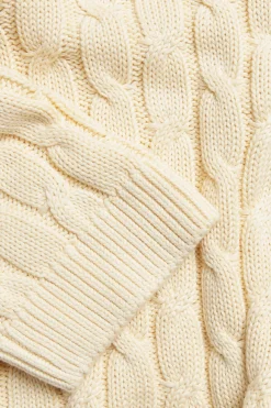 Sweter z dzianiny w warkocze, z bawełny