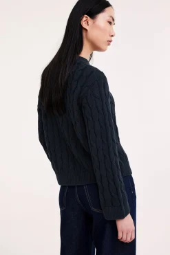 Sweter z dzianiny w warkocze, z bawełny