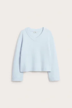 Sweter z dzianiny, z dekoltem w szpic