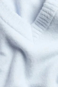 Sweter z dzianiny, z dekoltem w szpic