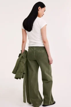 Szerokie spodnie z tkaniny twill