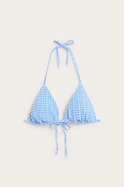 Trójkątny top od bikini, w kratkę