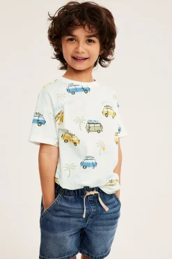 T-shirt bawełniany z krótkimi rękawami, z nadrukiem