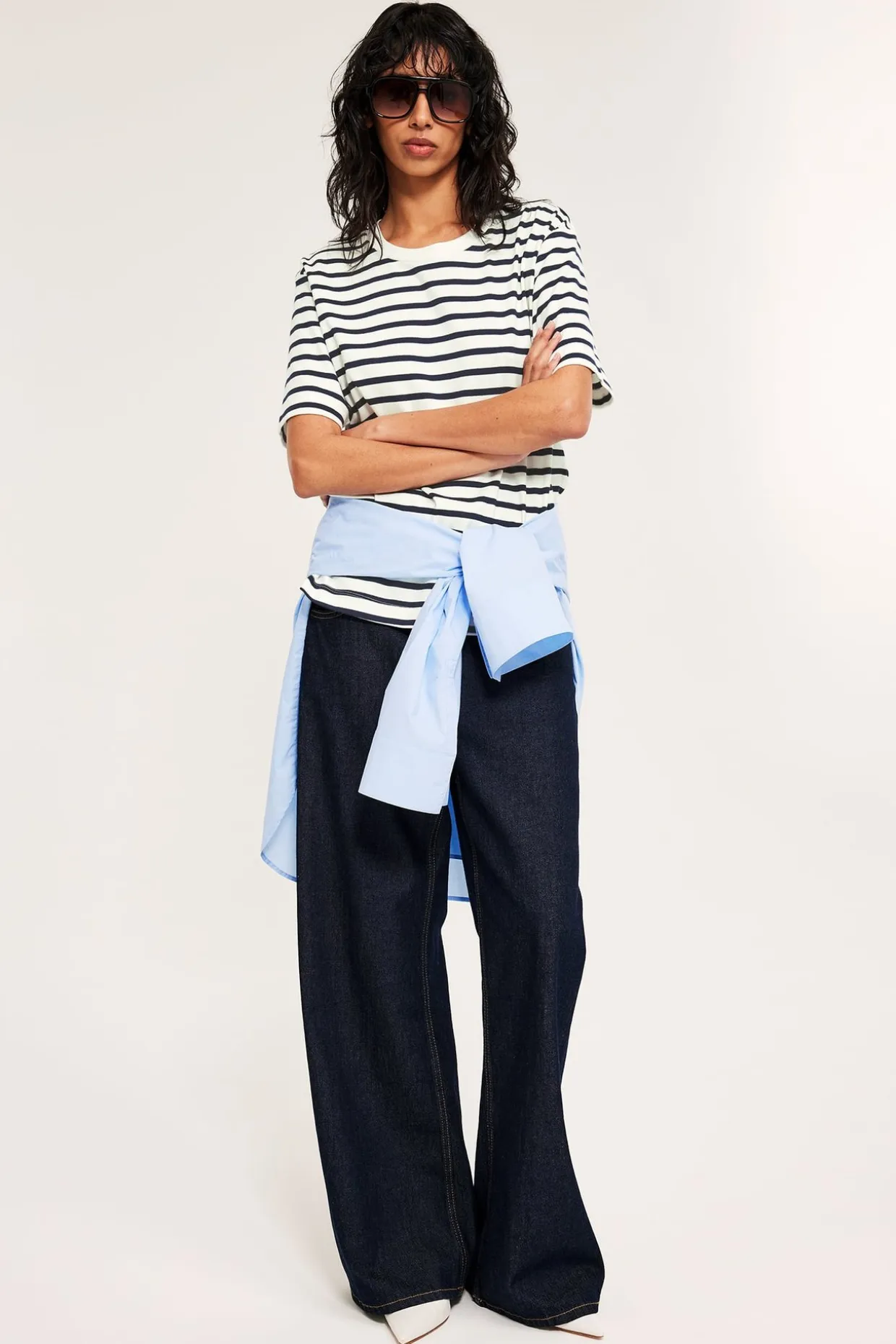 T-shirt oversize w paski