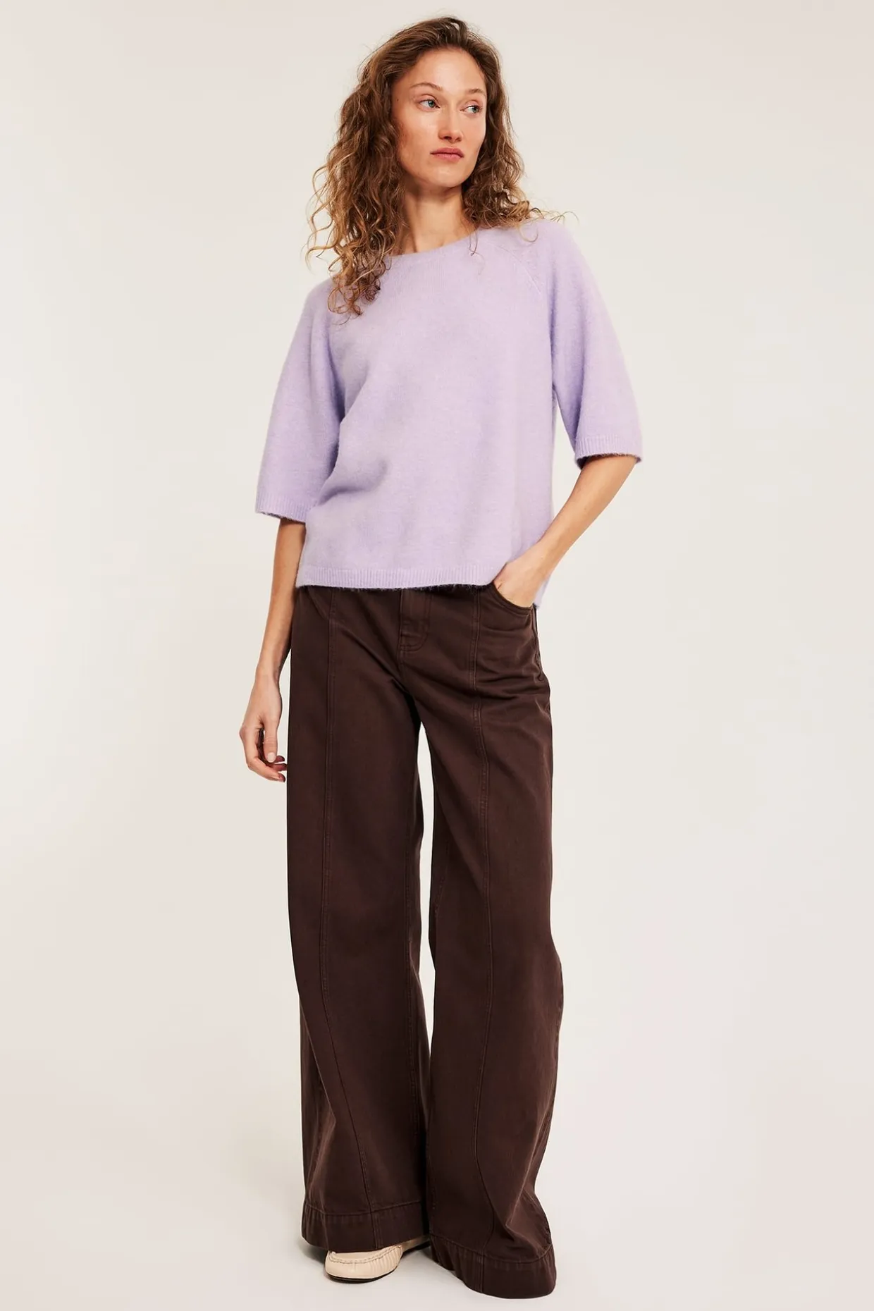 T-shirt oversize, z dzianiny