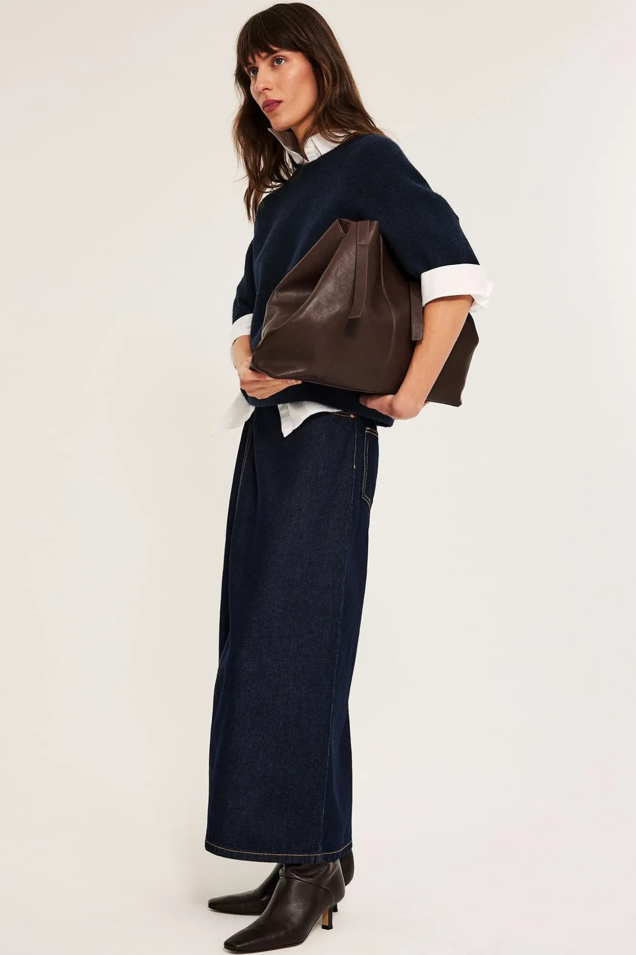T-shirt oversize, z dzianiny