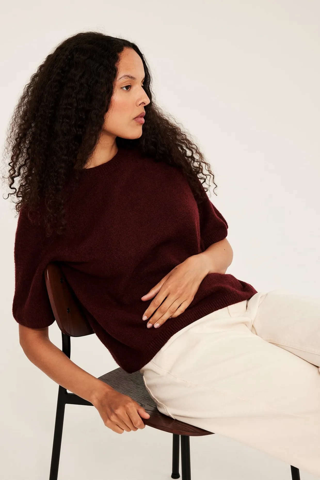 T-shirt oversize, z dzianiny