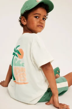 T-shirt oversize z motywem plaży