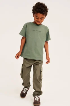 T-shirt oversize z nadrukiem tekstowym