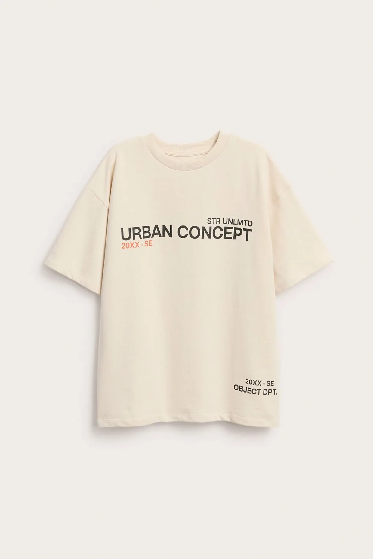T-shirt oversize z nadrukiem tekstowym