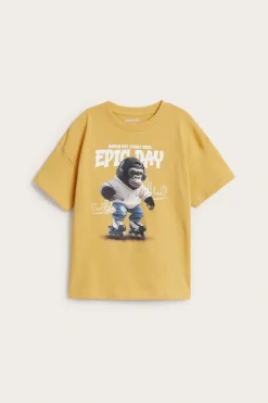 T-shirt oversize z nadrukowanym gorylem z przodu