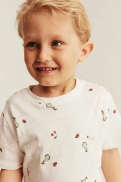T-shirt we wzory, z dzianiny slub